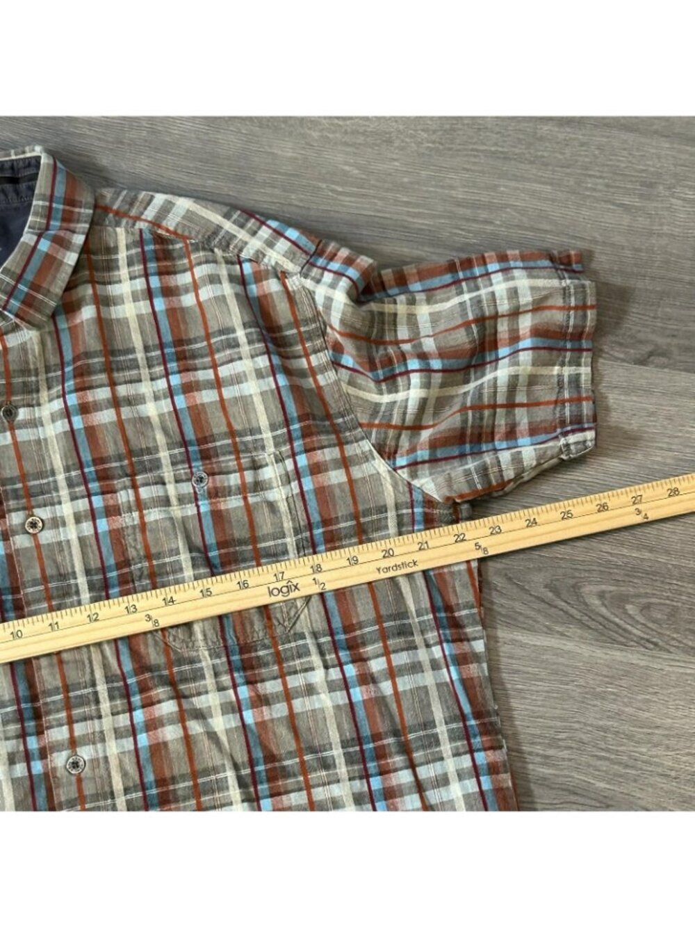 Kuhl Shirt Mens XL Brown Plaid Linen Short Sleeve Button Up Outdoor Hiking - Picture 9 of 13